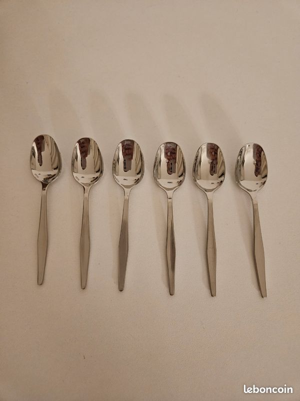 11 cuillères à moka métal argenté style Louis XVI orfèvre Christofle modèle Rubans Vintage French silver-plated demi tasse mini spoons - France