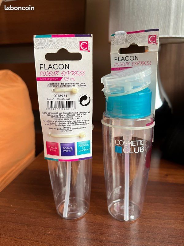 2 flacons doseur cosmetic club pour voyages 125Ml neufs (image 2)