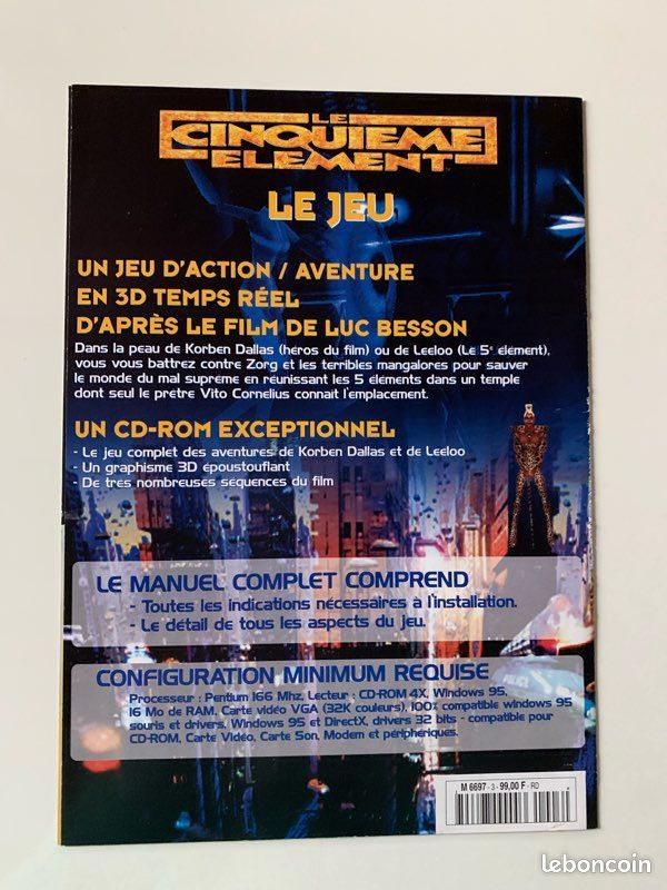 Jeu PC Big Box Le Cinquième Élément – Version Française Complète – Très Bon État