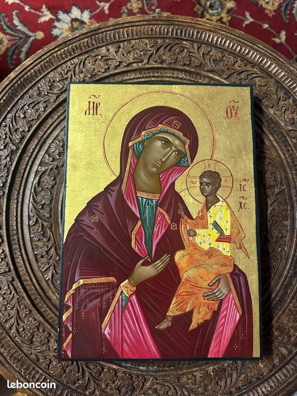 Icône byzantine orthodoxe peinte main (image 1)
