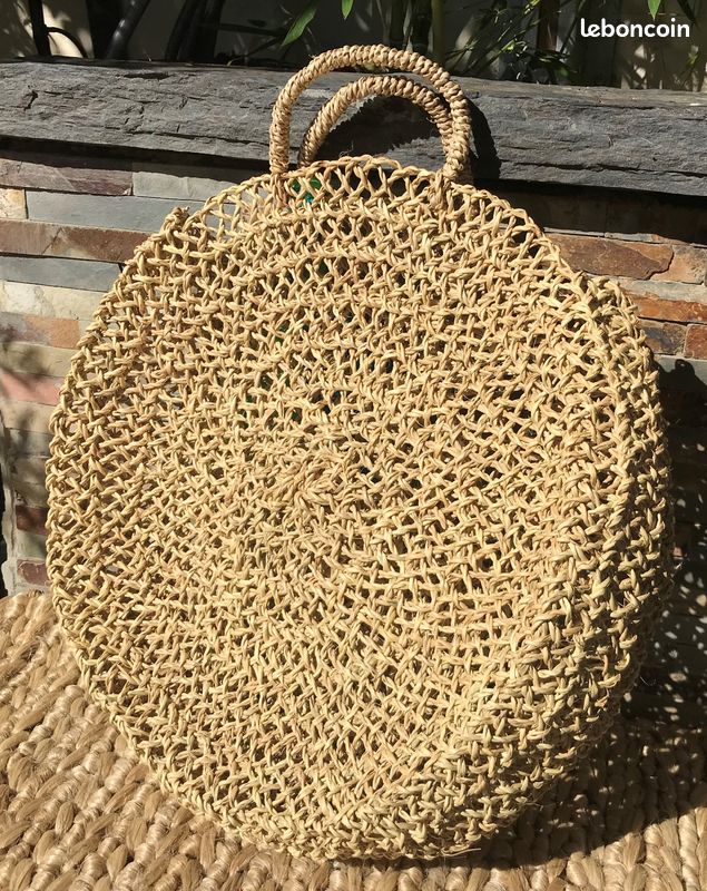Sac rond Minorque en osier ajouré avec demi-anses (image 3)