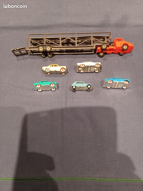 Ancien Camion Unic ZU 120 Porte Voitures & 3 Simca Ariane & 1 Simca Aronde P60 & 1 Citroen 2CV AZ Micro Norev Années 1950 (image 11)