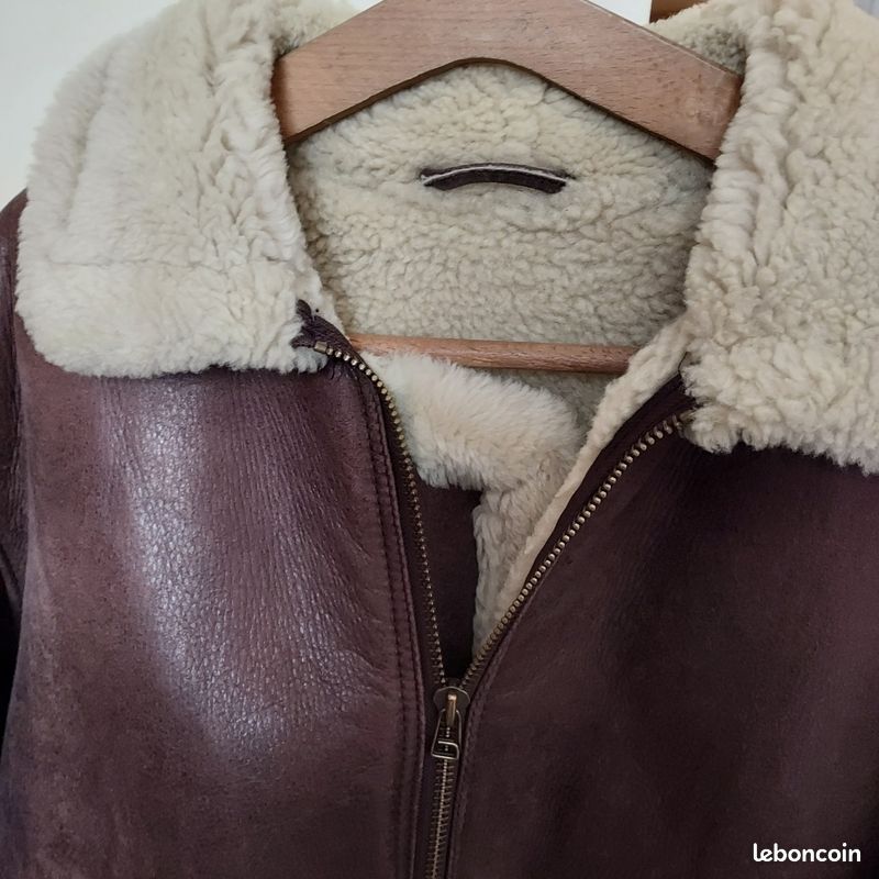 Blouson bombardier cuir peau lainée L (image 17)