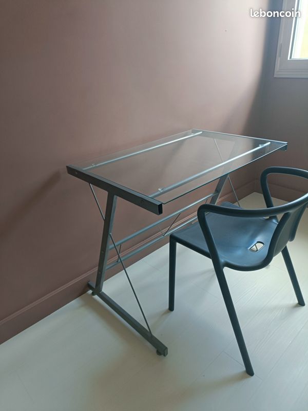 Table, bureau verre et métal (image 3)