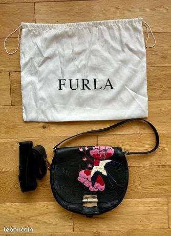 Sac Bandoulière Furla Occasion – Couleur Bordeaux Et Marron – Pour Femme
