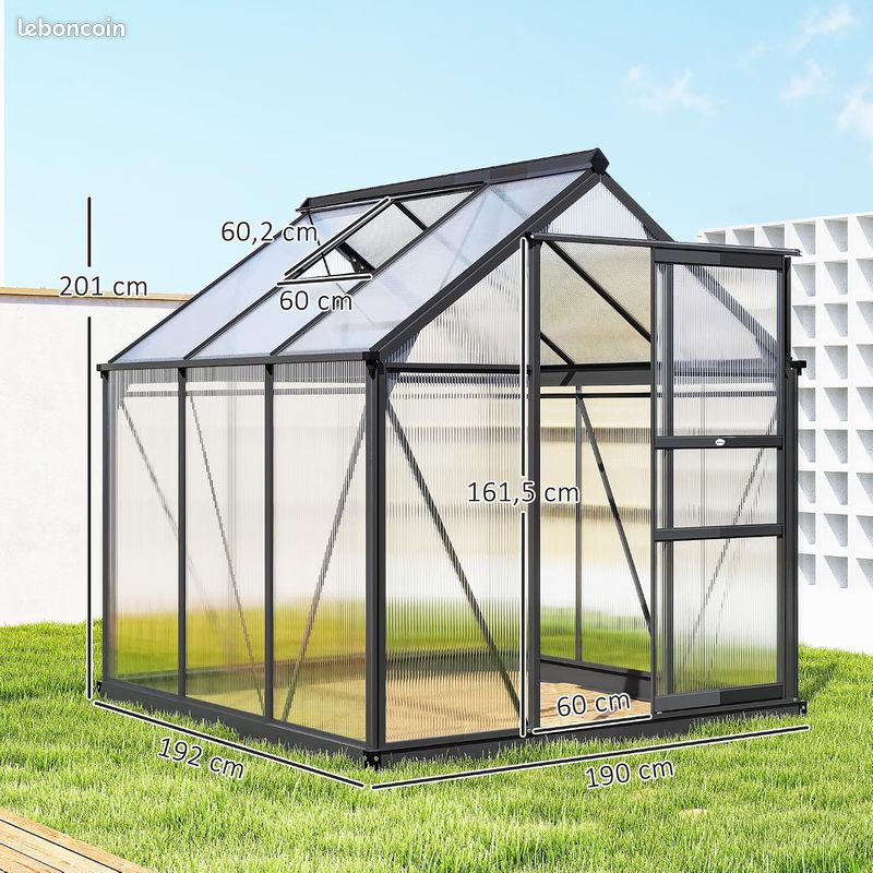 Serre de jardin Alu 190x192x201 / 3.65 M² (image 5)