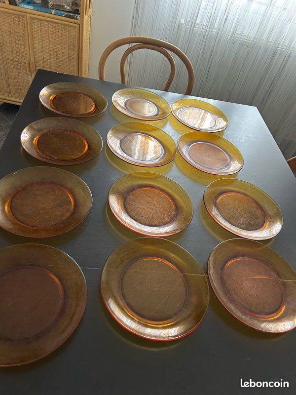 Lot 12 assiettes plates ambrée arcoroc (image 3)