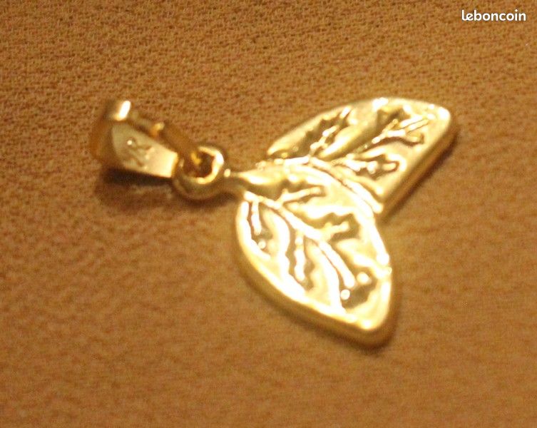 #Pendentif doré 2 feuilles NEUF (image 5)