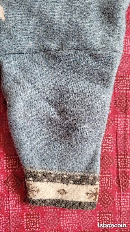 Gilet couleur bleu pour bébé de 12 mois marque "Graine de Lune" mesurant 24cm de longueur (image 3)