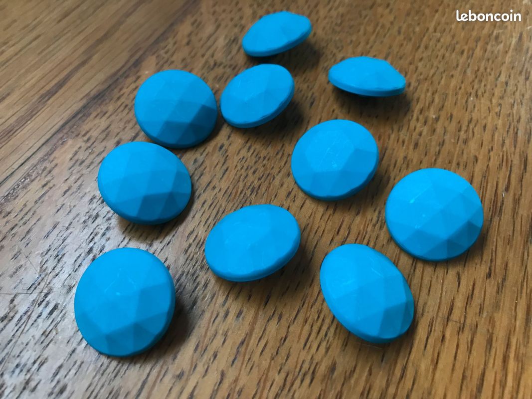 Lot De 10 Boutons Vintage Bleus - Diamètre 1,8 Cm, Texture Travaillée à Pied - Pour Customisation Vêtements