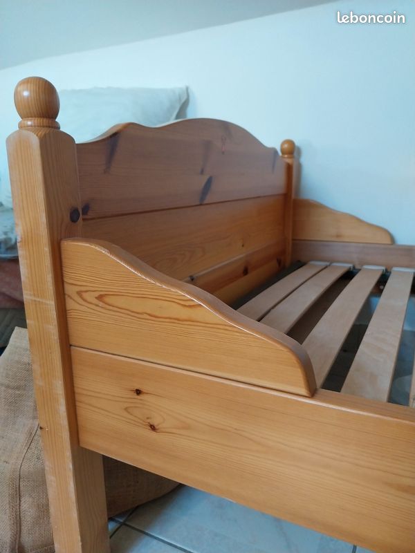 Lit 1 place en bois (image 2)
