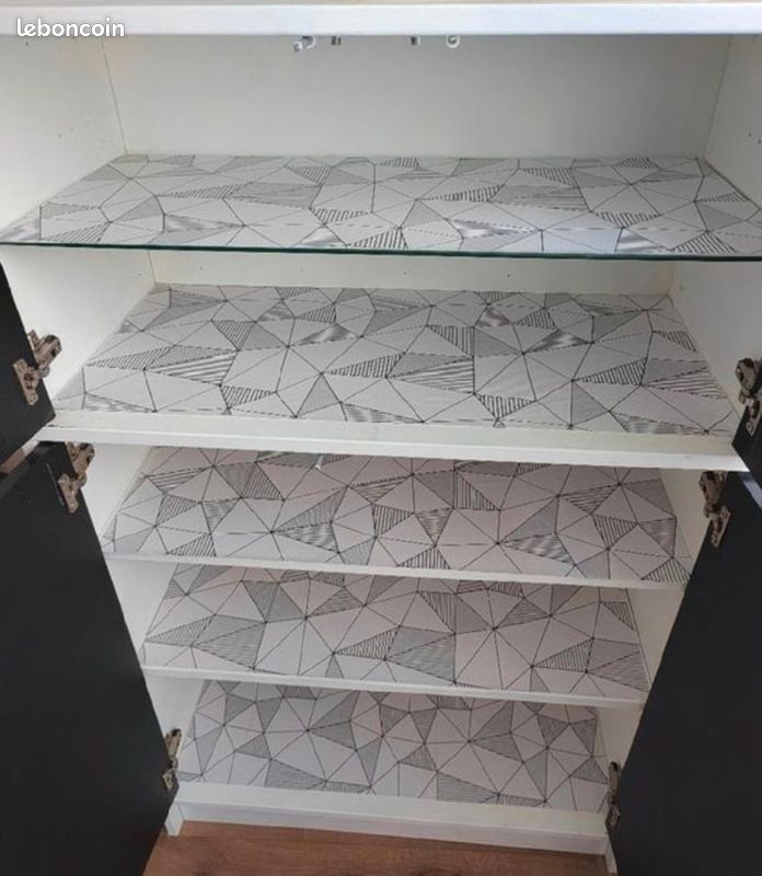 Meuble bois Blanc / Portes Laquées Noires (image 3)