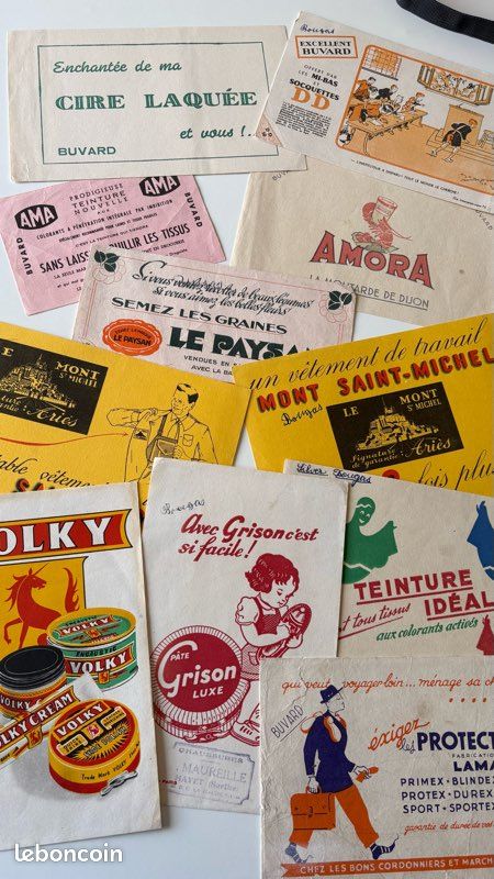 Lot 47 buvards publicitaires anciens années 1940-1960 – 29 modèles différents (image 1)