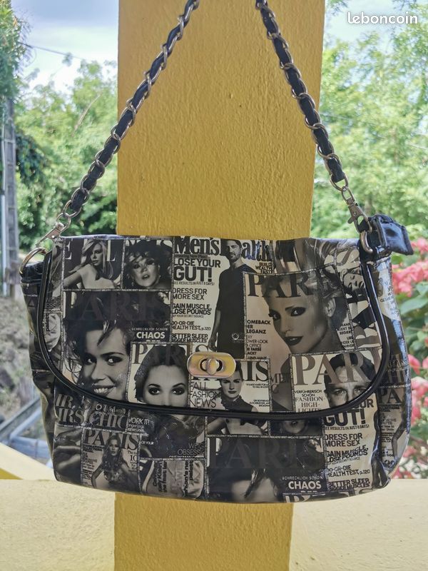 Sac à main noir et blanc (image 1)