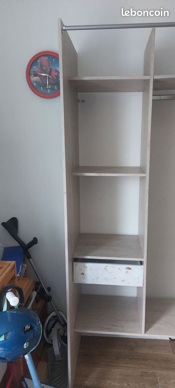 Dressing beige avec rideau et 2 tiroirs (image 2)
