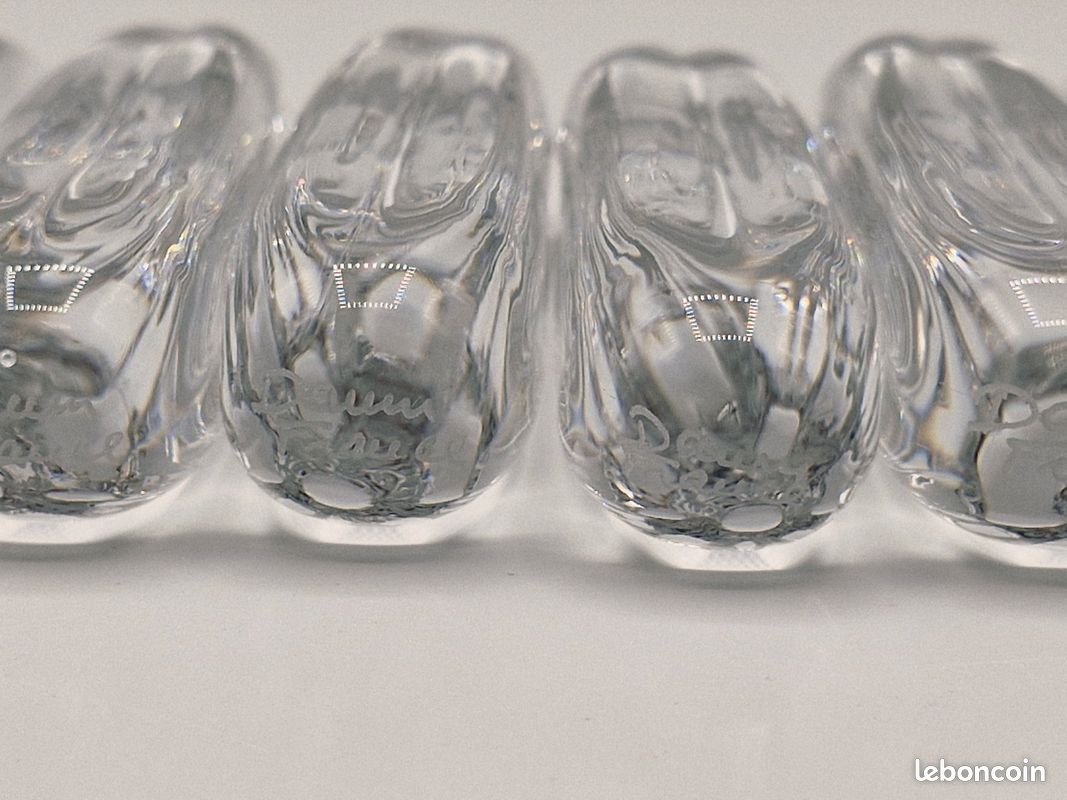 Coffret De 6 Porte-couteaux Daum En Cristal - Années 60 - Bâtonnets Bouts Ronds - Blanc