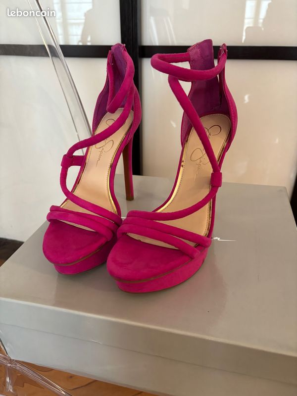 Sandales talon haut Fuchsia T37 (image 1)