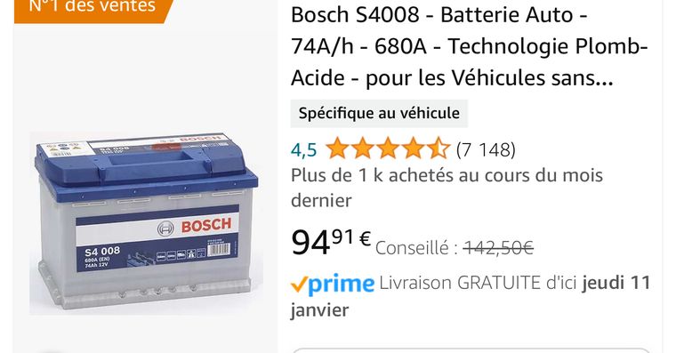 Batterie bosch s4008 - Équipement auto