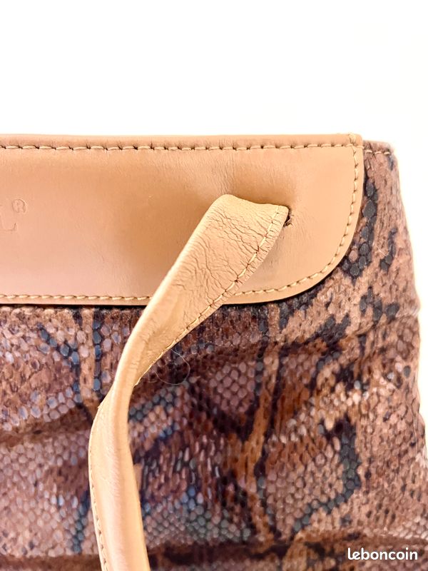 Sac à main/ à dos Actuel Paris camel python, vintage chic, femme, assez bon état (image 14)