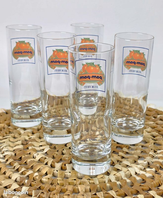 5 verres hauts Pam-Pam jus de fruits vintage (image 5)