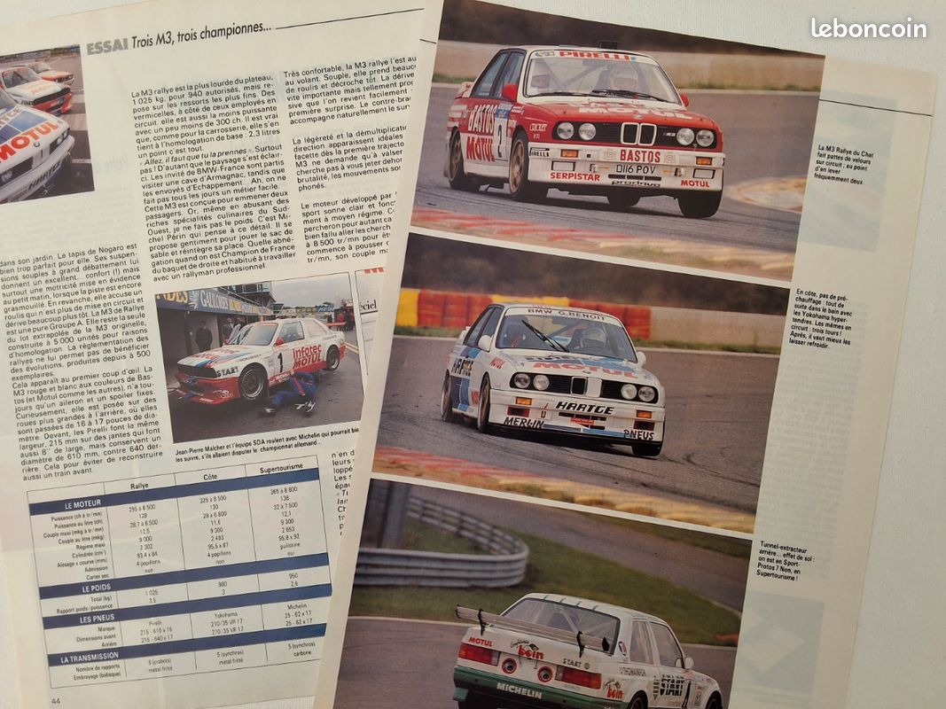 Essais d'époque de 1991 BMW M3 Francis Dosières, François Chatriot, Michel Perin, Jean-Pierre Malcher, Lucien Guitteny....Garage Benoît, Hartge, (image 4)