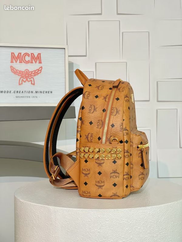Grand Sac Fourre-tout MCM Visetos En Cuir Marron - état SA, Zippé, Livraison Gratuite
