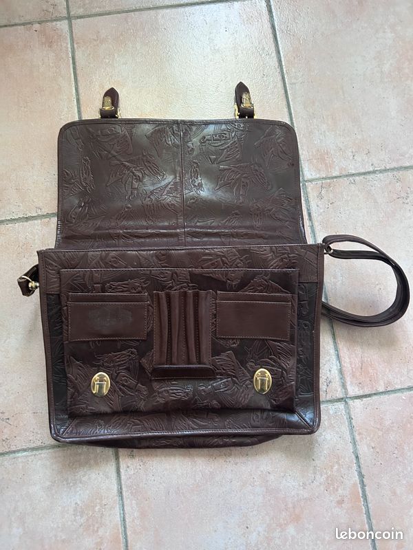 Sac à main en cuir vintage des années 60 et 70 en cuir repoussé à la main sac à bandoulière motif cactus fleur hippie boho Mexique - France
