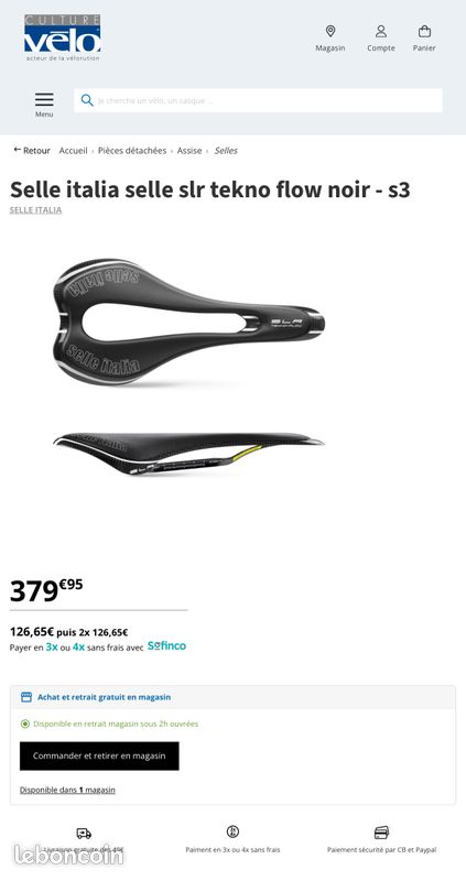 Selle carbone Italia SLR Tekno-Flow - Équipements vélos