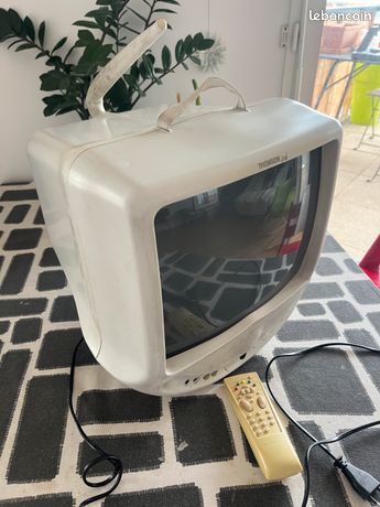 TV Cathodique Thomson Zoé Des Années 90 – Pour Pièces – Avec Télécommande – Design Philippe Starck