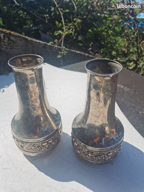 1 paire de vase métal argenté ancien (image 11)
