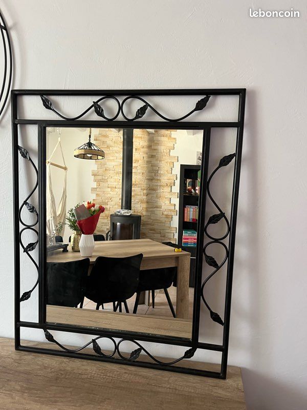 Miroir en fer forgé noir 80x66cm - Décoration