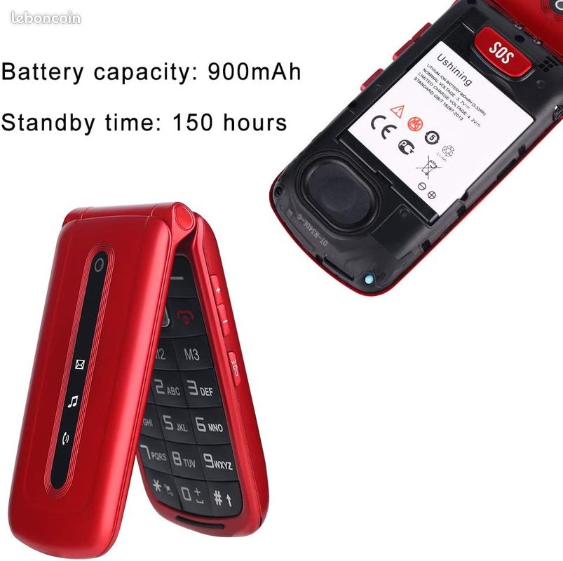 Téléphone Portable Senior, Ukuu Telephone Portable à Clapet Débloqué avec Grande (image 7)