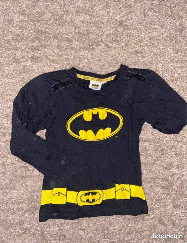 Costume de Batman Enfant Noir-Jaune, Logo Batman 6-7 ans