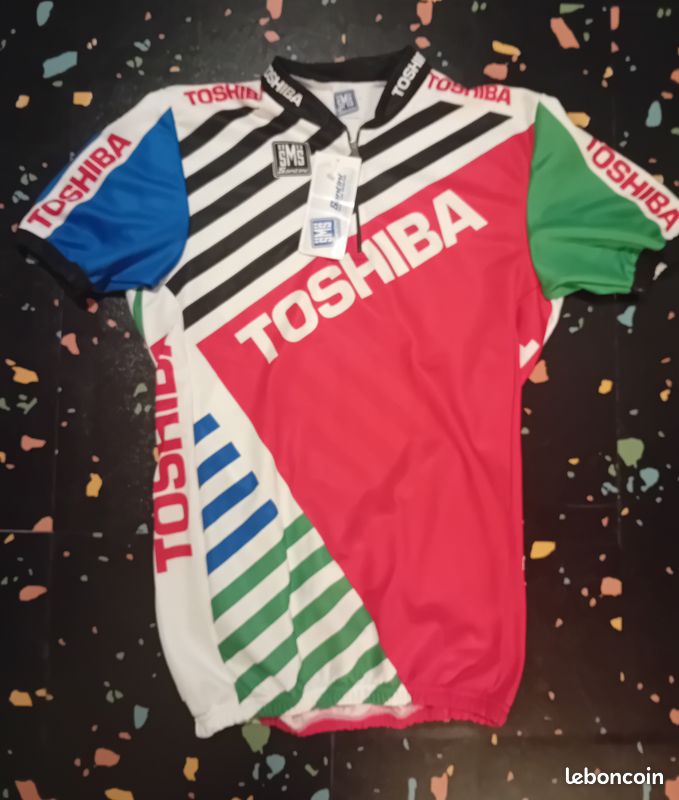 Maillot cycliste Toshiba Tour 1990 Santini Vintage Jersey Cycling Shirt neuf avec etiquette - Vêtements