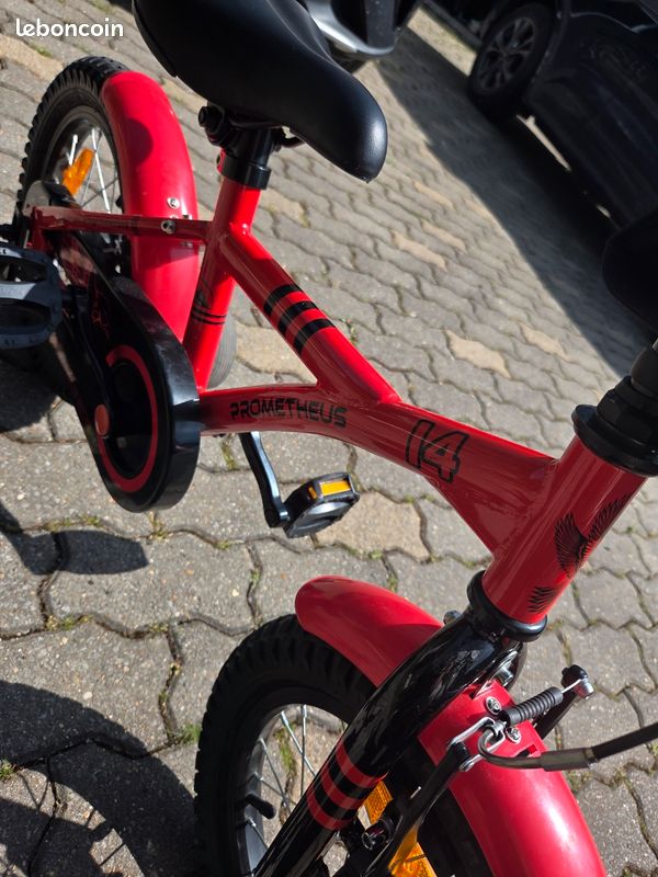 PROMETHEUS Velo Enfant 14 Pouces – Rétro, Cadre Acier, Freins à Tirage, Pour 3 à 5 Ans