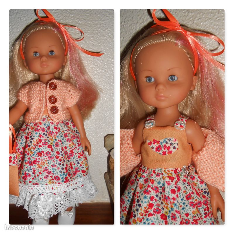Vêtements poupée les chéries/Corolle, tissu vrai Liberty Phoebe saumon (image 1)