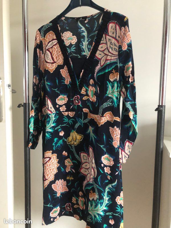 Robe One Step Taille 42 Style Caftan - Noir Et Rose, Occasion Très Bon état
