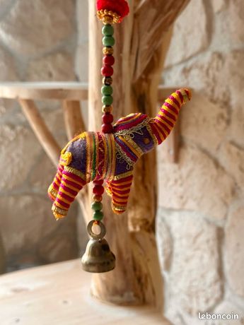 Toran (bandeau De Porte) Indien Ancien Brodé Ganesh Rouge - 120 Pouces De Long - Occasion