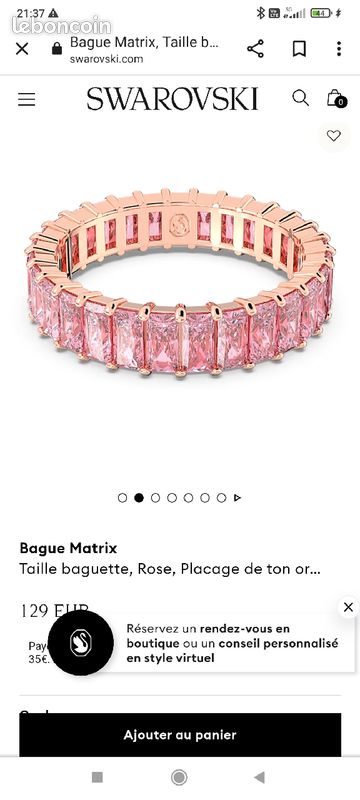 Bague Swarovski rose (image 1)