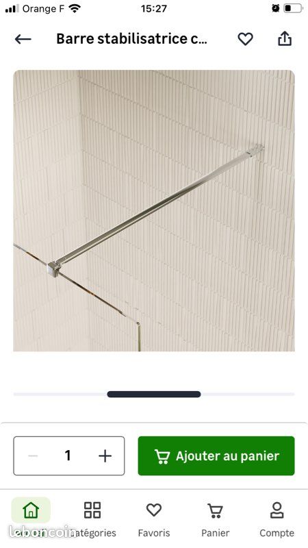 Barre paroi de douche Sensea neuve (image 1)