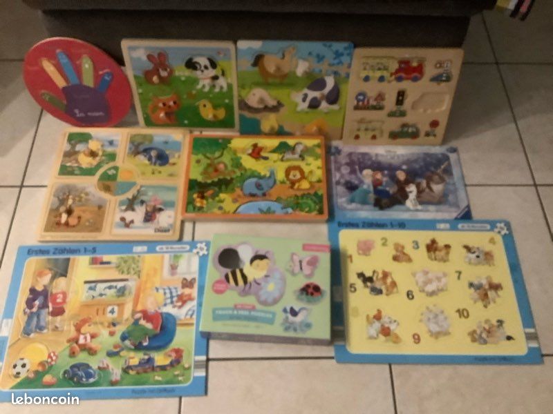 Lot de 9 puzzles première âge animaux en bois (image 1)