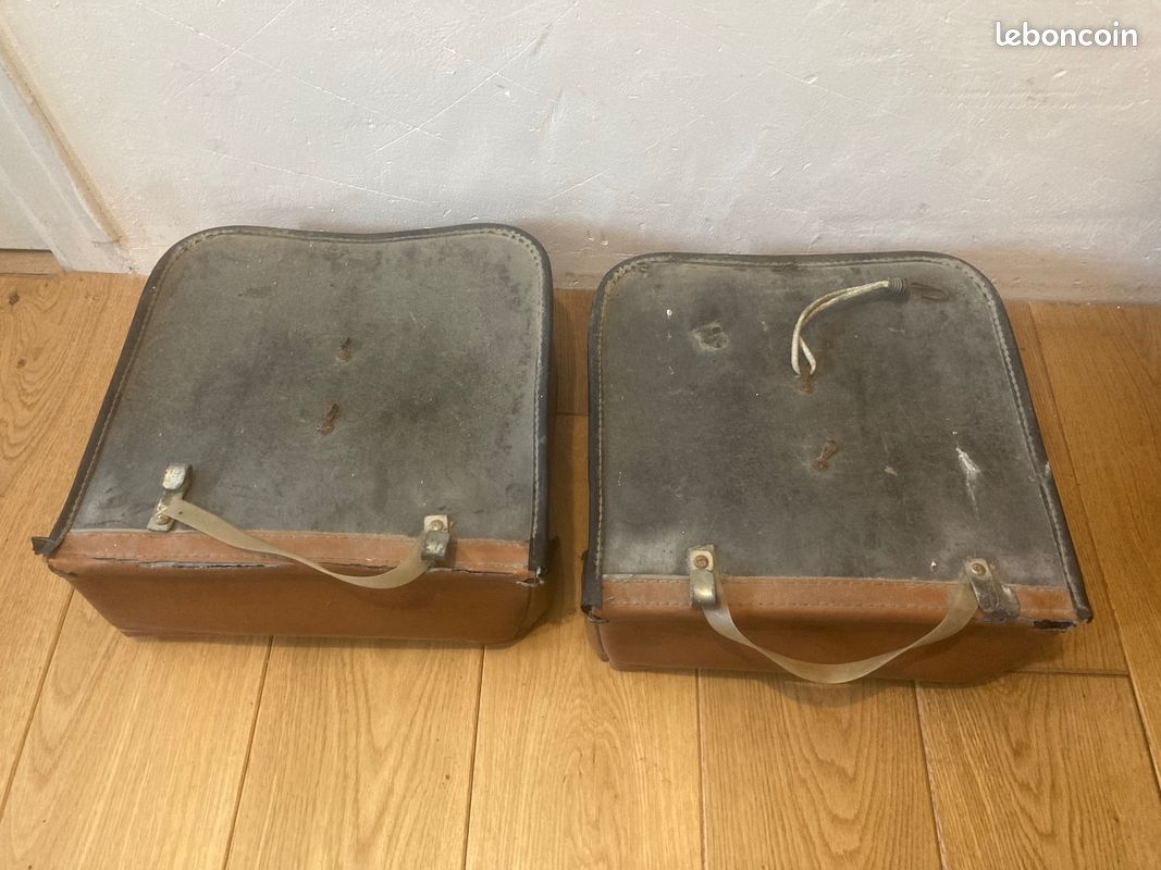 Lot De 2 Sacoches Vélo Vintage En Cuir Marron - Paire Sacoches Bicyclette Ancienne