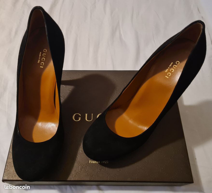 Escarpins cuir et velours noirs Gucci neufs (image 1)