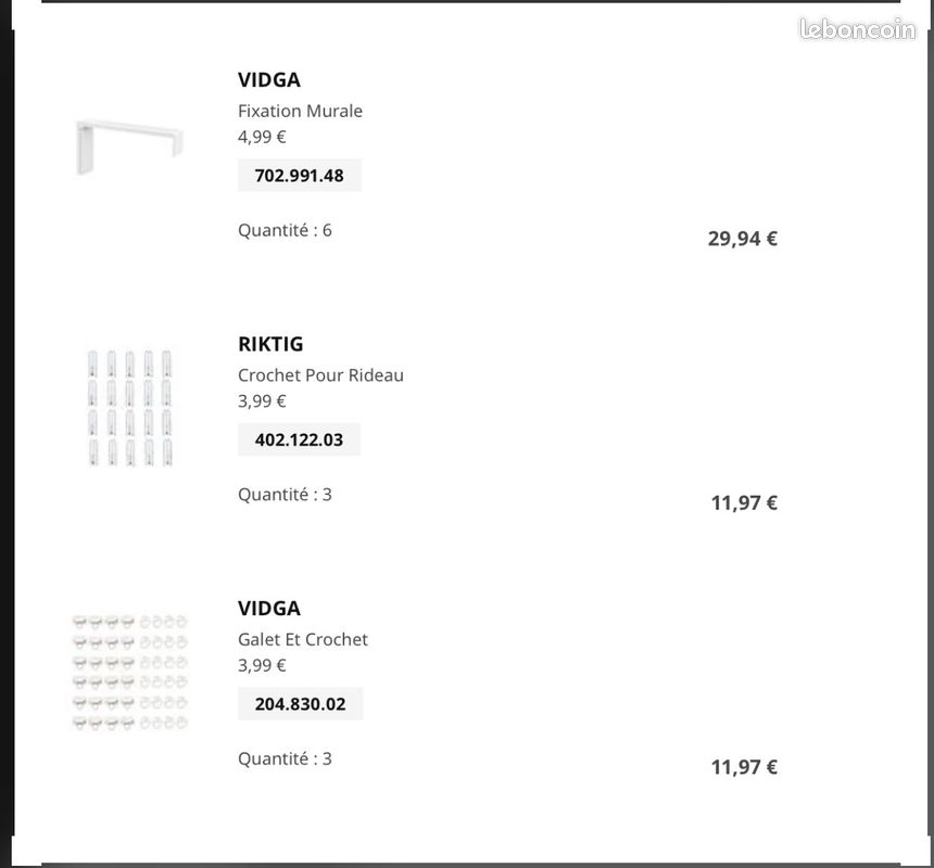 Kit complet système Vidga tringle rideau IKEA (image 7)