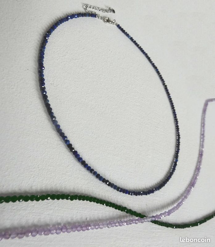 Collier fin perles naturelles femmes, véritable pierres , multicolore, ras de cou neufs (image 9)