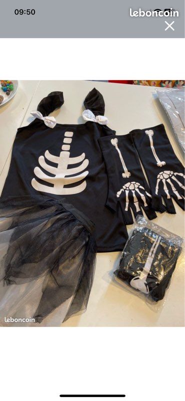 Déguisement Squelette Enfant – Combinaison Phosphorescente + Capuche – Taille S (3-4 Ans) – Pour Halloween