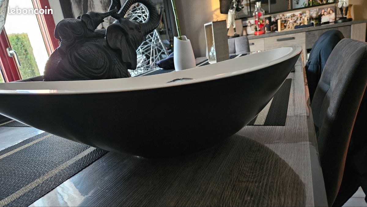 Vasque ovale noire et blanche Leroy Merlin avec bonde (image 9)