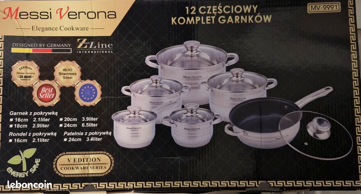 Mihoho Lot De 12 Casseroles Inox Induction – Ensemble Cuisine 12 Pièces Avec Couvercles Verre, Compatible Gaz, Induction & Électrique