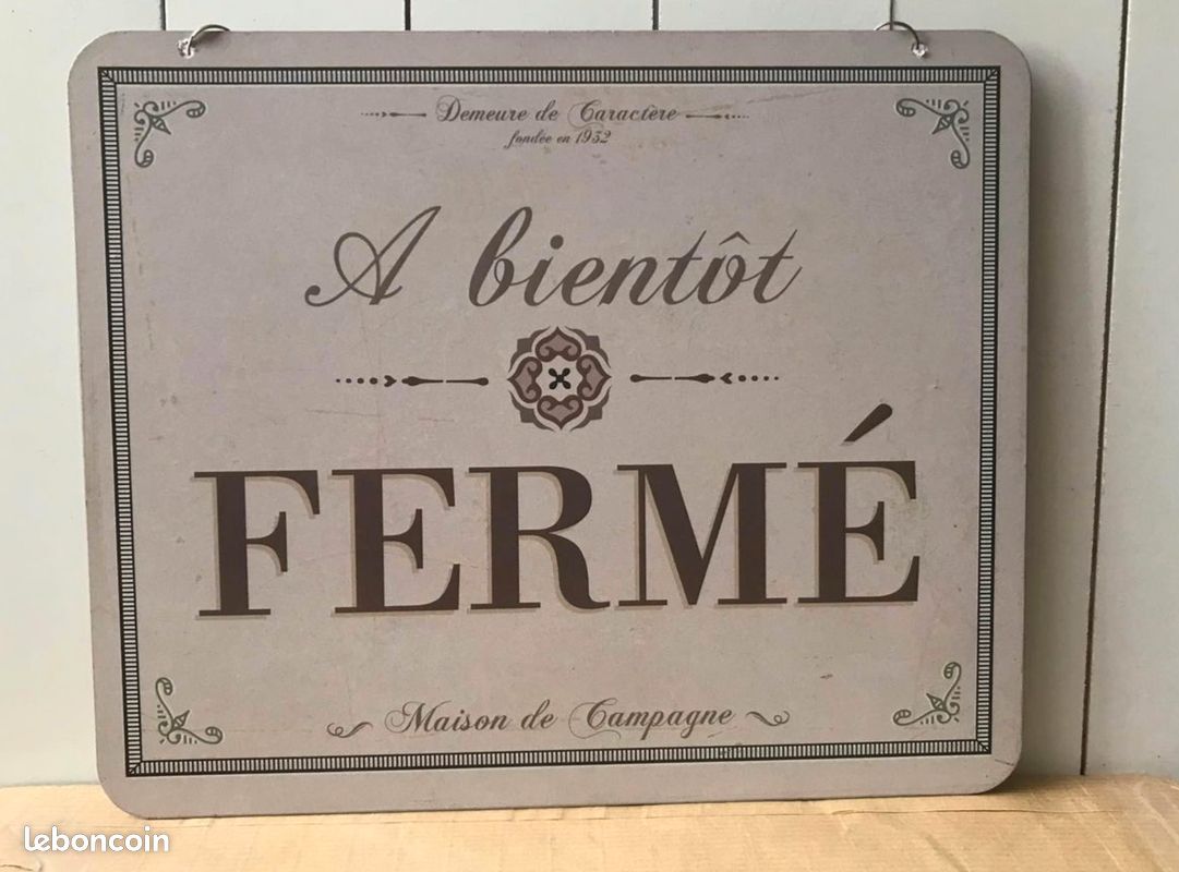 Panneau en métal fond blanc « OUVERT / FERMÉ » 25x 20 cm (NEUF) ==> voir description (image 2)