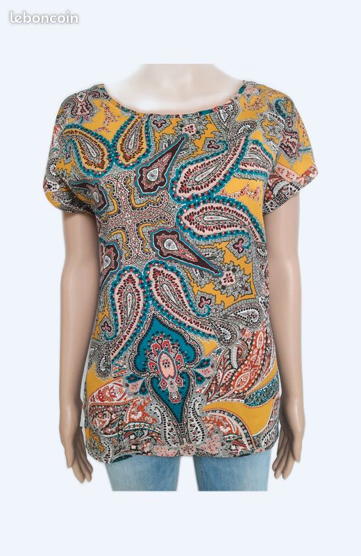 Taille 38 ou M Camaïeu haut top tee-shirt coloré femme Vêtements